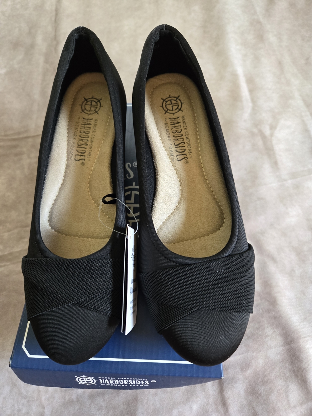 Womens Harborside 7M  Black Wedge Dress Shoe Casual Formal Comfort Memory Foam